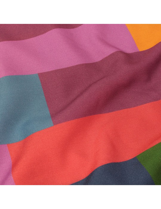 Coupon viscose imprimé rectangles multicolores 150 x 145 cm