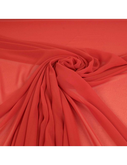 Tissu mousseline polyester uni rouge