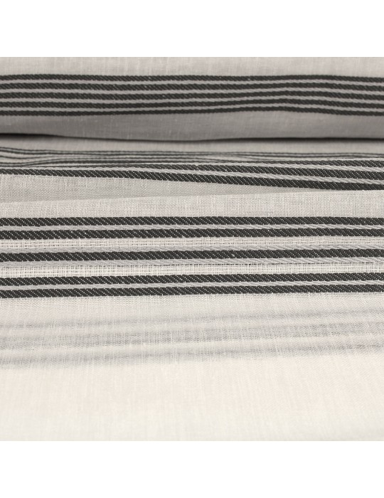 Tissu voilage étamine rayures 100 % polyester 300 cm gris