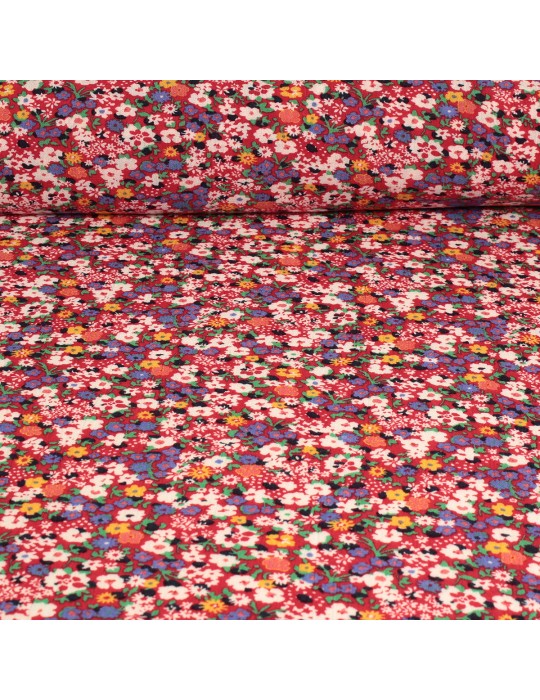 Tissu crêpe imprimé fleurs 100 % viscose multicolore