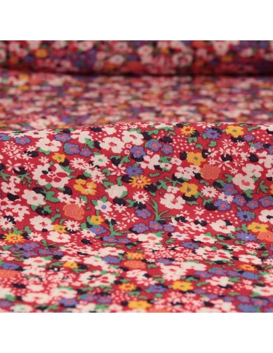 Tissu crêpe imprimé fleurs 100 % viscose multicolore