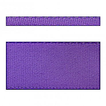 Ruban double face SATIN violet et lisière or - 10 mm - vendu au