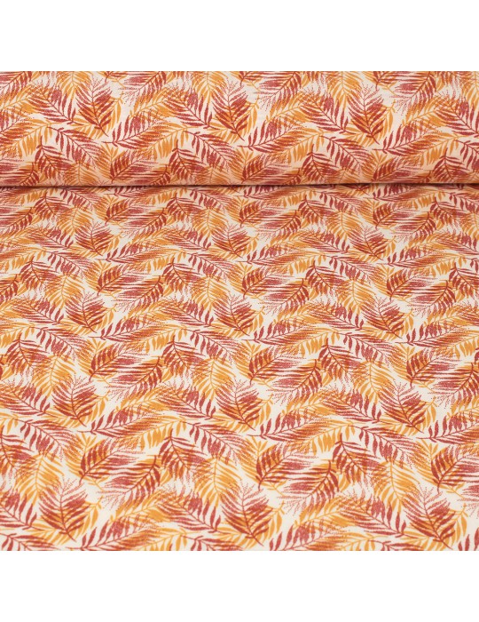 Tissu viscose imprimé feuilles  orange