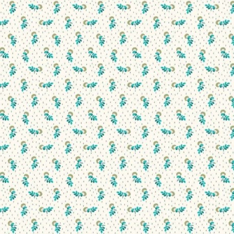 Coupon 3m Tissu Salomé Imprimé Turquoise