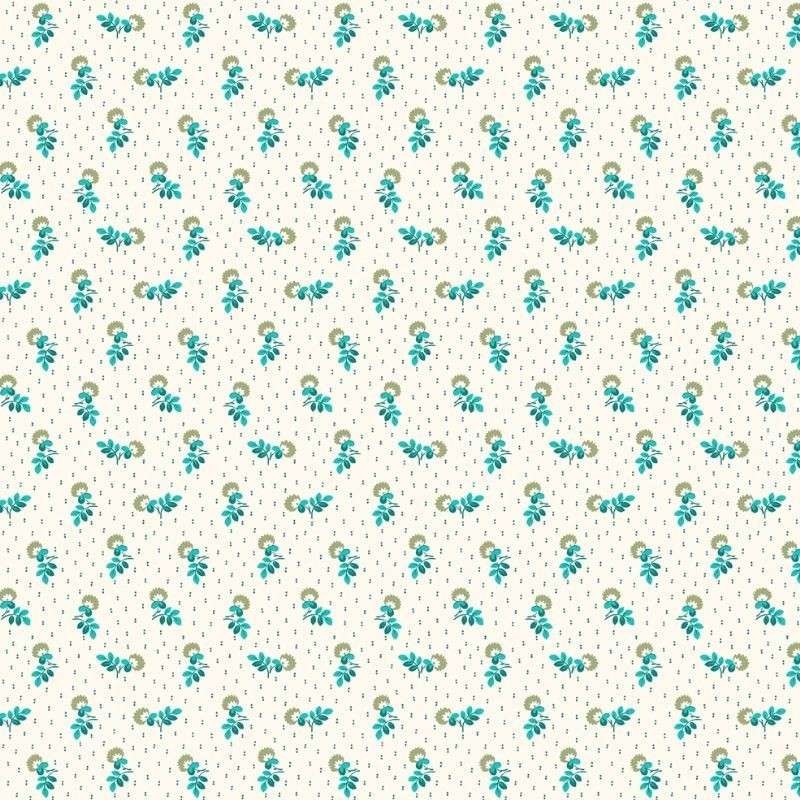 Coupon 3m Tissu Salomé Imprimé Turquoise