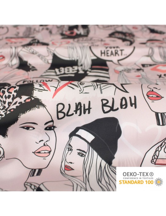 Tissu polyester imprimé swag oeko-tex rose