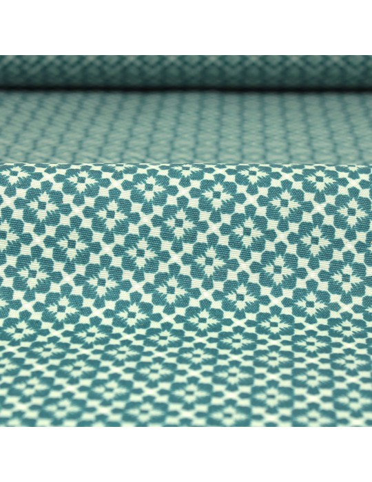 Tissu coton enduit acrylique antitaches géométrique 140 cm vert