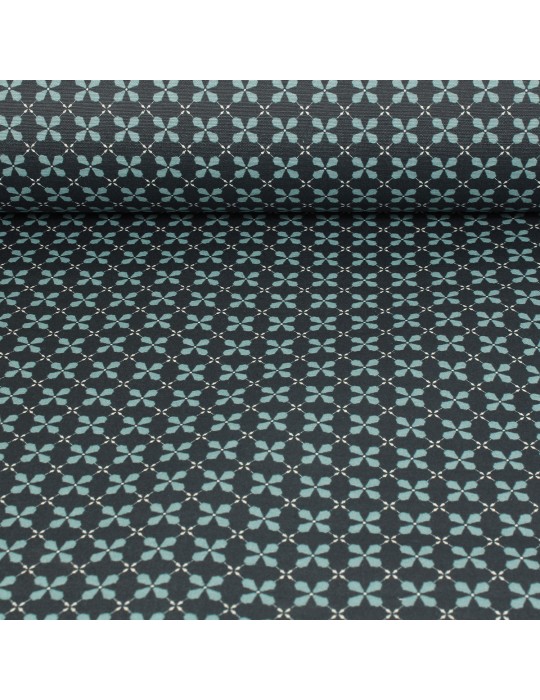 Tissu coton enduit acrylique antitaches géométrique 140 cm bleu