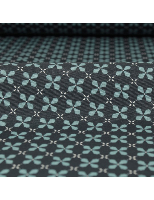 Tissu coton enduit acrylique antitaches géométrique 140 cm bleu