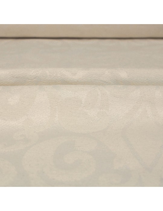 Tissu jacquard arabesque coton/polyester  blanc