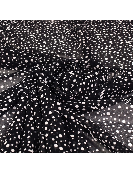 Tissu voile imprimé 100 % polyester noir