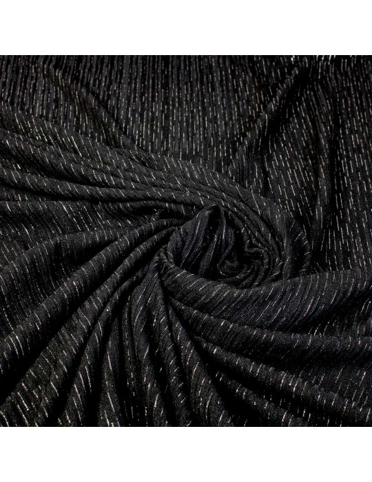 Tissu jersey métallisé côtes fines noir