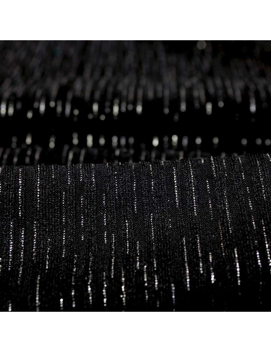 Tissu jersey métallisé côtes fines noir