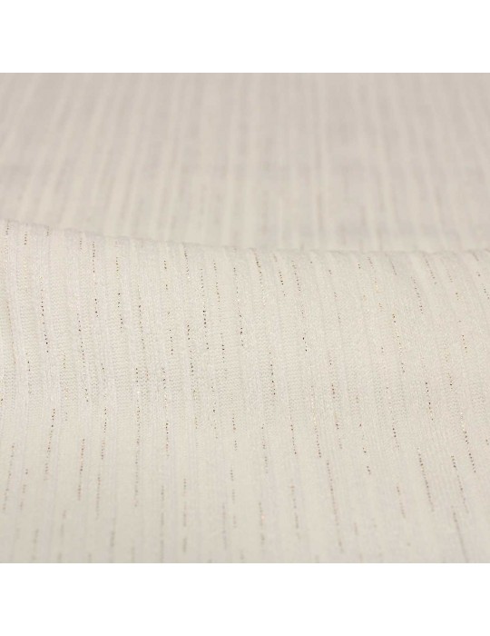 Tissu jersey métallisé côtes fines blanc