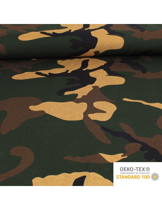 Coupon popeline imprimé camouflage 50 x 147 cm vert