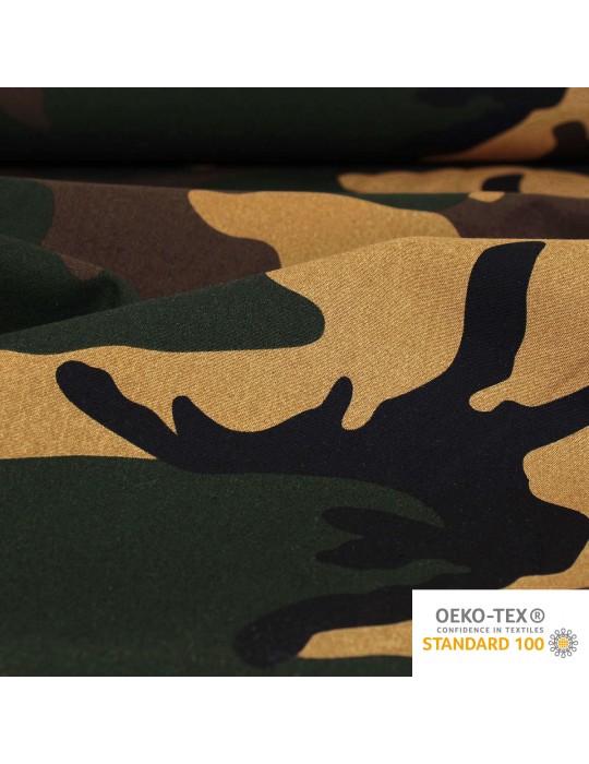 Coupon popeline imprimé camouflage 50 x 147 cm vert