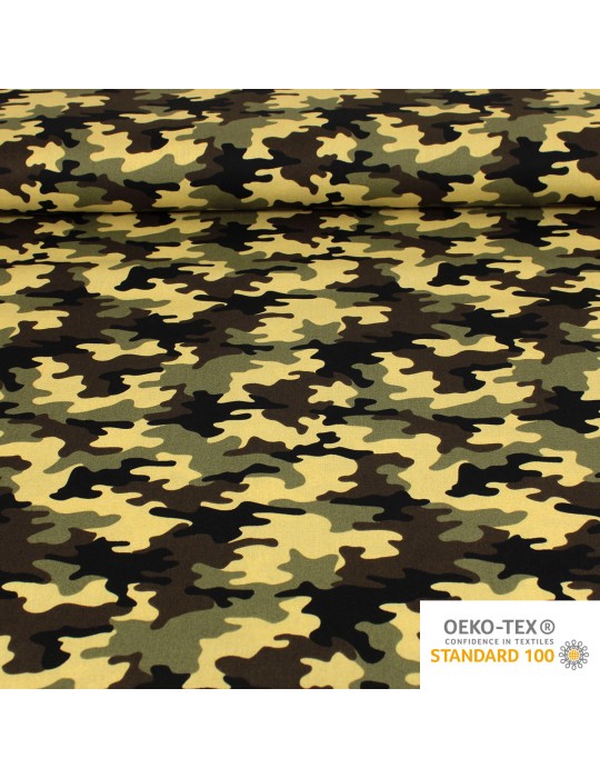 Coupon popeline imprimé camouflage 50 x 147 cm marron