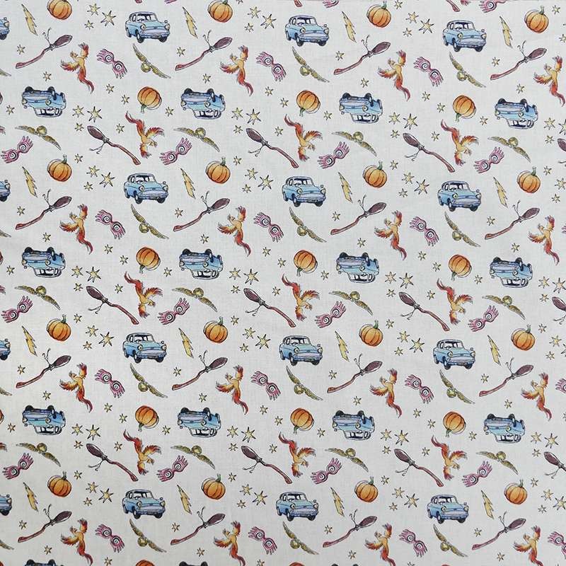 Coupon 3m Tissu Popeline Harry Potter Imprimé Beige