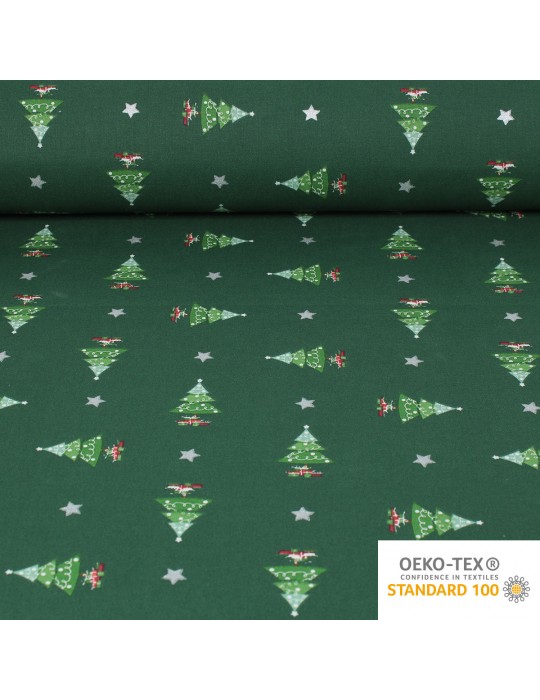 Tissu coton imprimé sapin Noël vert