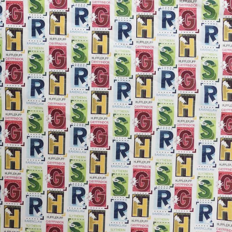 Coupon 3m Tissu Popeline Harry Potter Imprimé Multicolore
