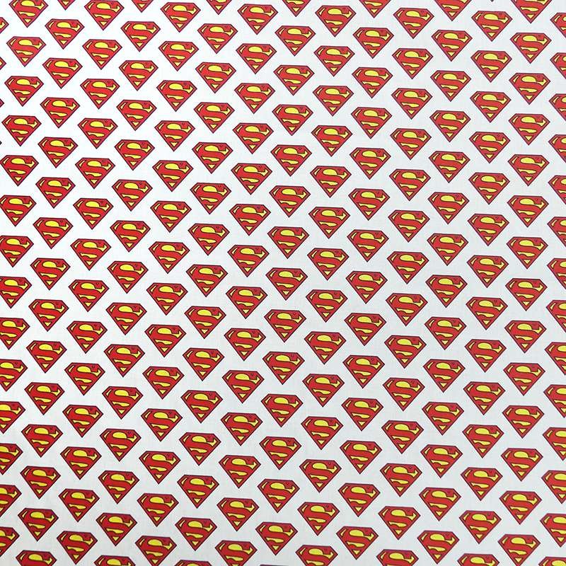 Coupon 3m Tissu Popeline Superman Imprimé Blanc