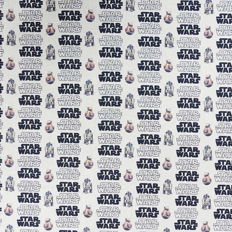 Coupon 3m Tissu Popeline Star Wars Imprimé Blanc 