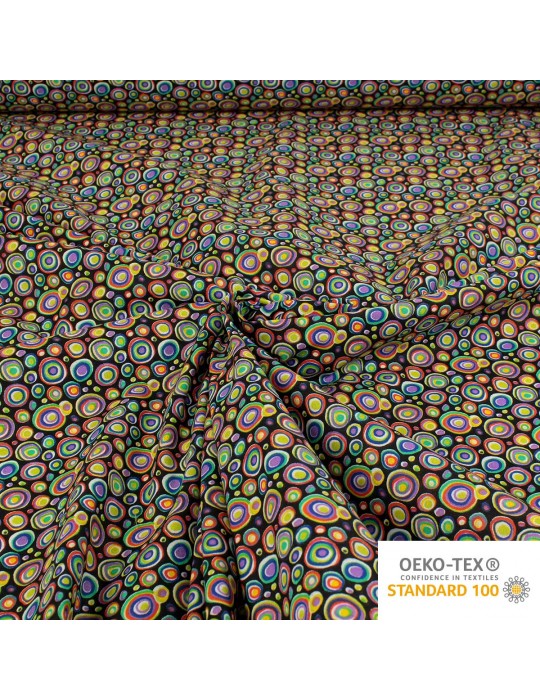 Tissu percale de coton oeko tex multicolore noir