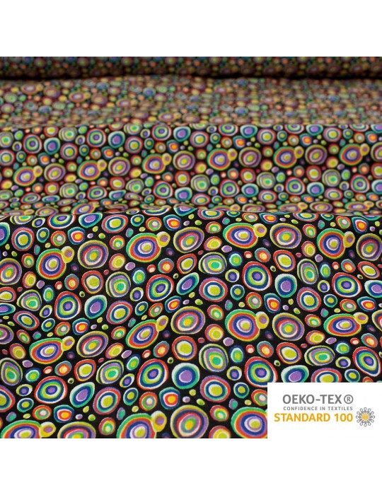Tissu percale de coton oeko tex multicolore noir