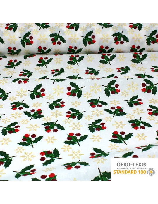 Tissu coton imprimé Noël OEKO-TEX vert