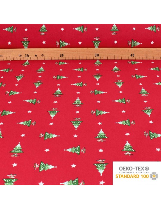 Tissu coton imprimé Noël OEKO-TEX rouge