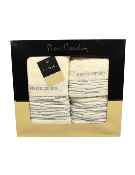 Coffret de 3 serviettes Pierre Cardin 100 % coton blanc