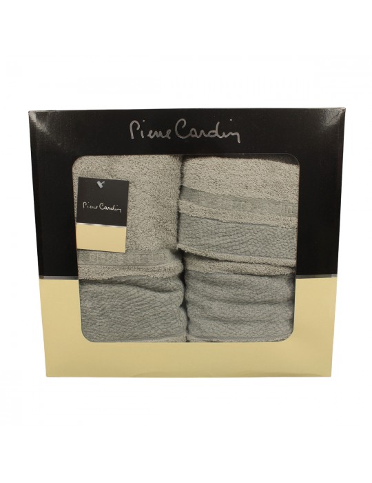 Coffret de 3 serviettes Pierre Cardin 100 % coton gris