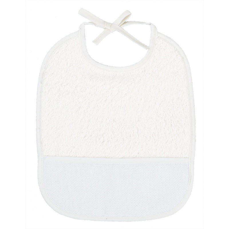 Bavoir à Broder 6 Mois Eponge Blanc 