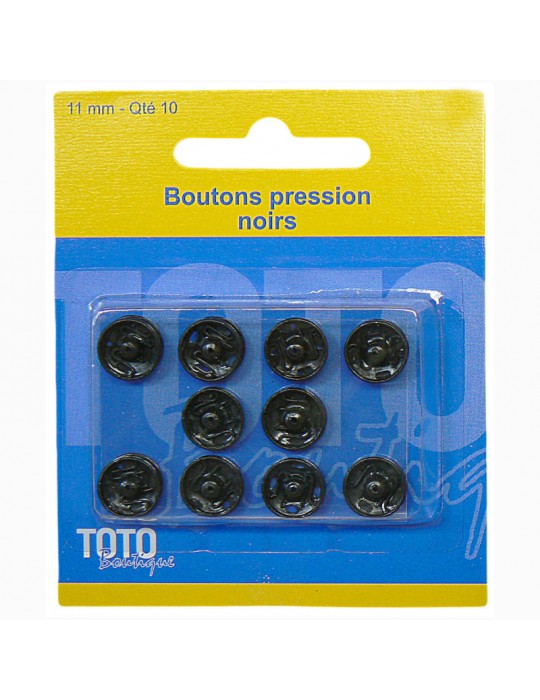 Boutons pression noirs 11 mm