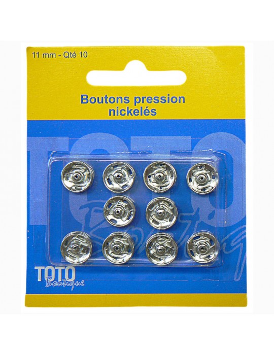 Boutons pression nickelés 11 mm