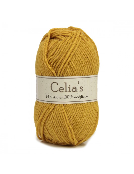 Lot de 10 pelotes de fil à tricoter Celia's Jaune moutarde