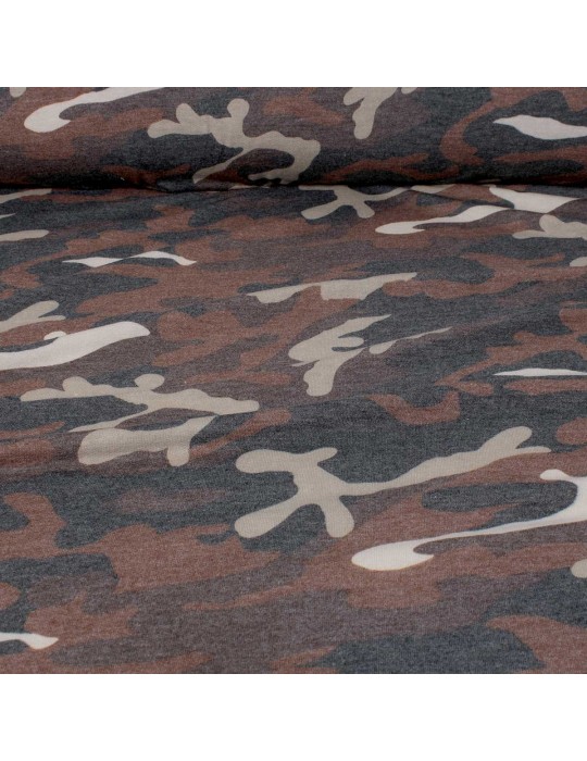 Tissu jersey imprimé camouflage marron
