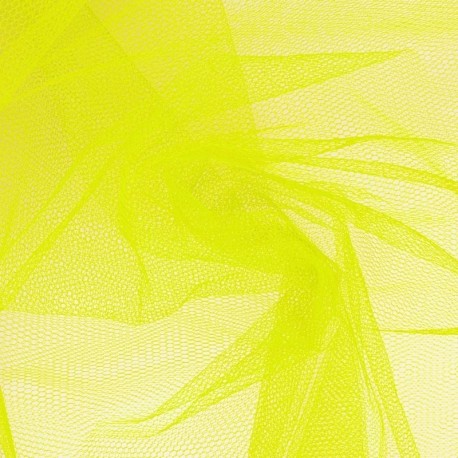 Coupon 3m Tissu Tulle Jaune Fluo