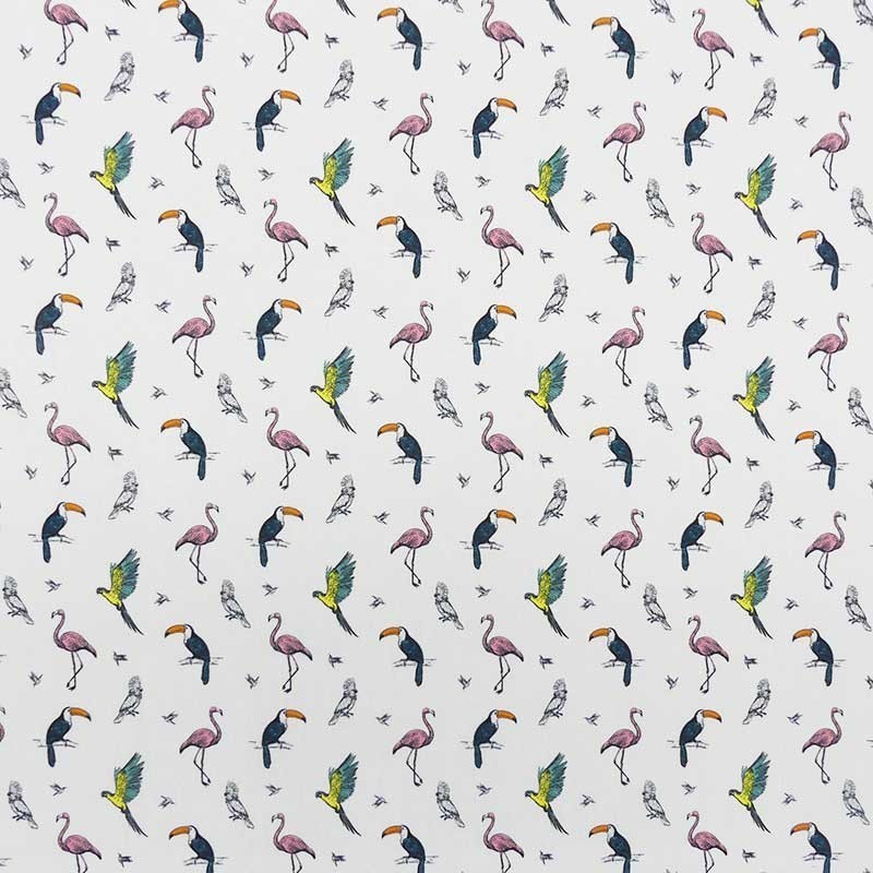 Coupon 3m Tissu Popeline Digitale Per Fly Imprimé Oiseaux