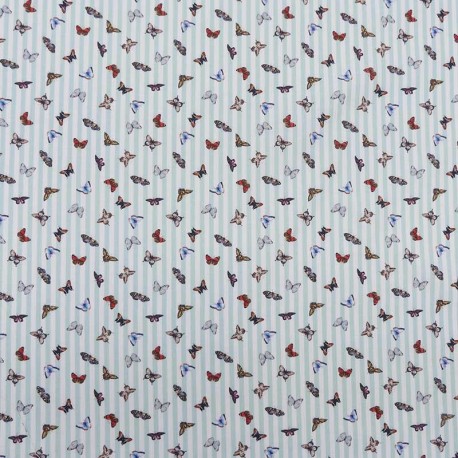 Coupon 3m Tissu Popeline Digitale Ins Maris Imprimé Papillons