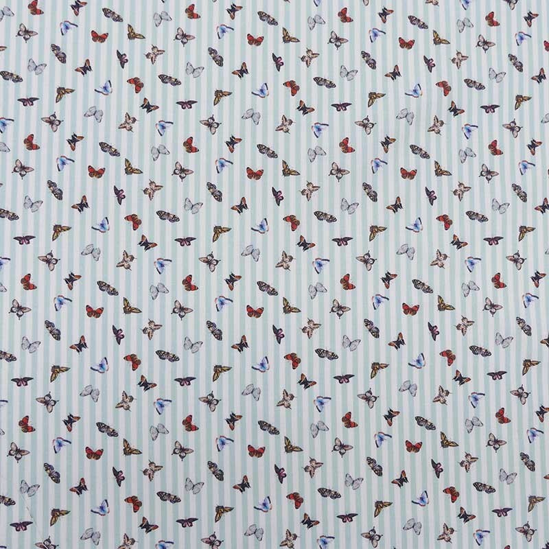 Coupon 3m Tissu Popeline Digitale Ins Maris Imprimé Papillons