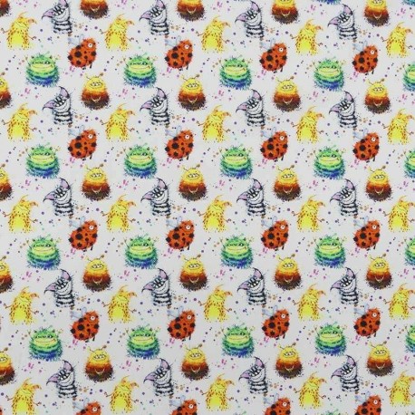 Coupon 3m Tissu Popeline Digitale Monster Imprimé Monstres