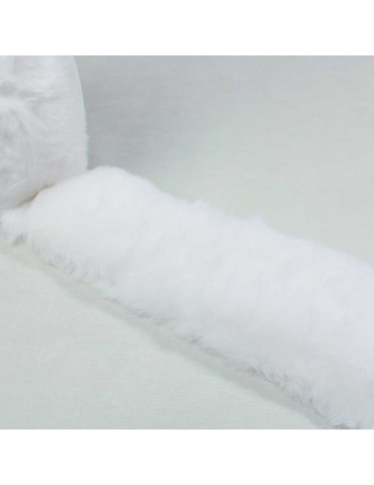 Ruban fourrure acrylique 80 mm poils mi-longs blanc
