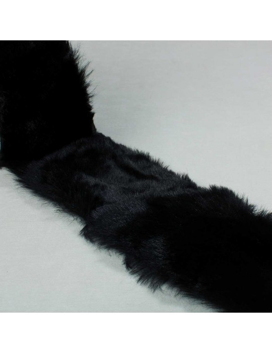 Ruban fourrure acrylique 80 mm poils mi-longs noir
