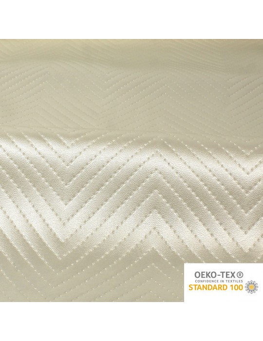 Tissu simili ivoire capitonné zigzag blanc