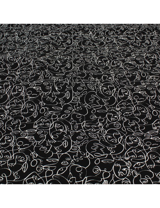 Coupon coton imprimé 150 x 50 cm noir