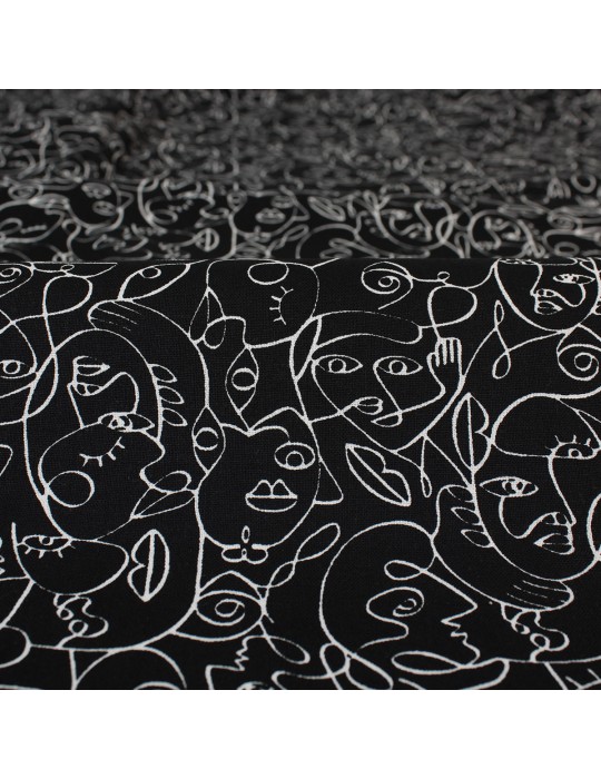 Coupon coton imprimé 150 x 50 cm noir