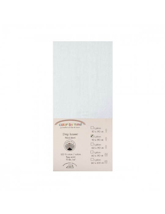 Drap housse 100 % coton 90 x 190 cm blanc
