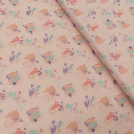 Coupon 3m Tissu Cretonne Imprimé Princesse Rose 