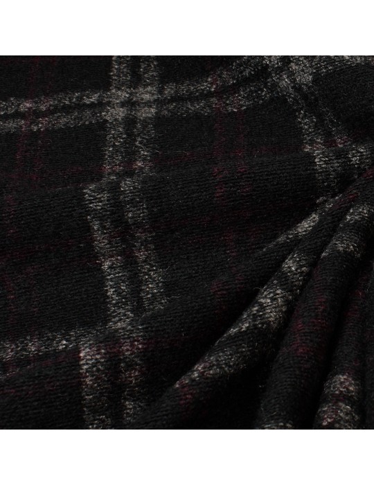 Tissu lainage quadrillage noir/rouge
